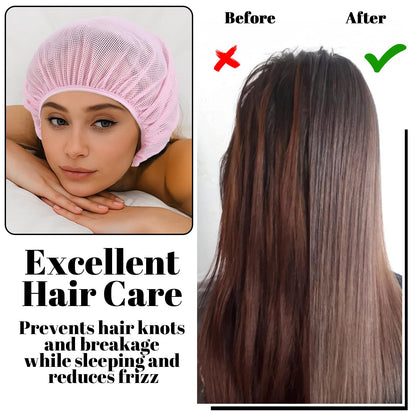 Six piece pack of guduling hair nets displayed flat to show dimensions and color assortment