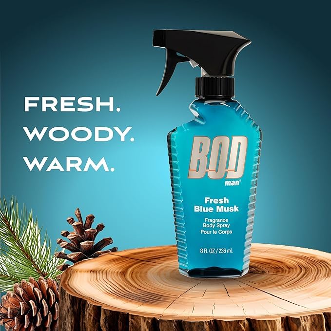 Parfums De Coeur imported aromatic aquatic men deodorant spray bottle showcasing the distinctive high performance spray trigger.