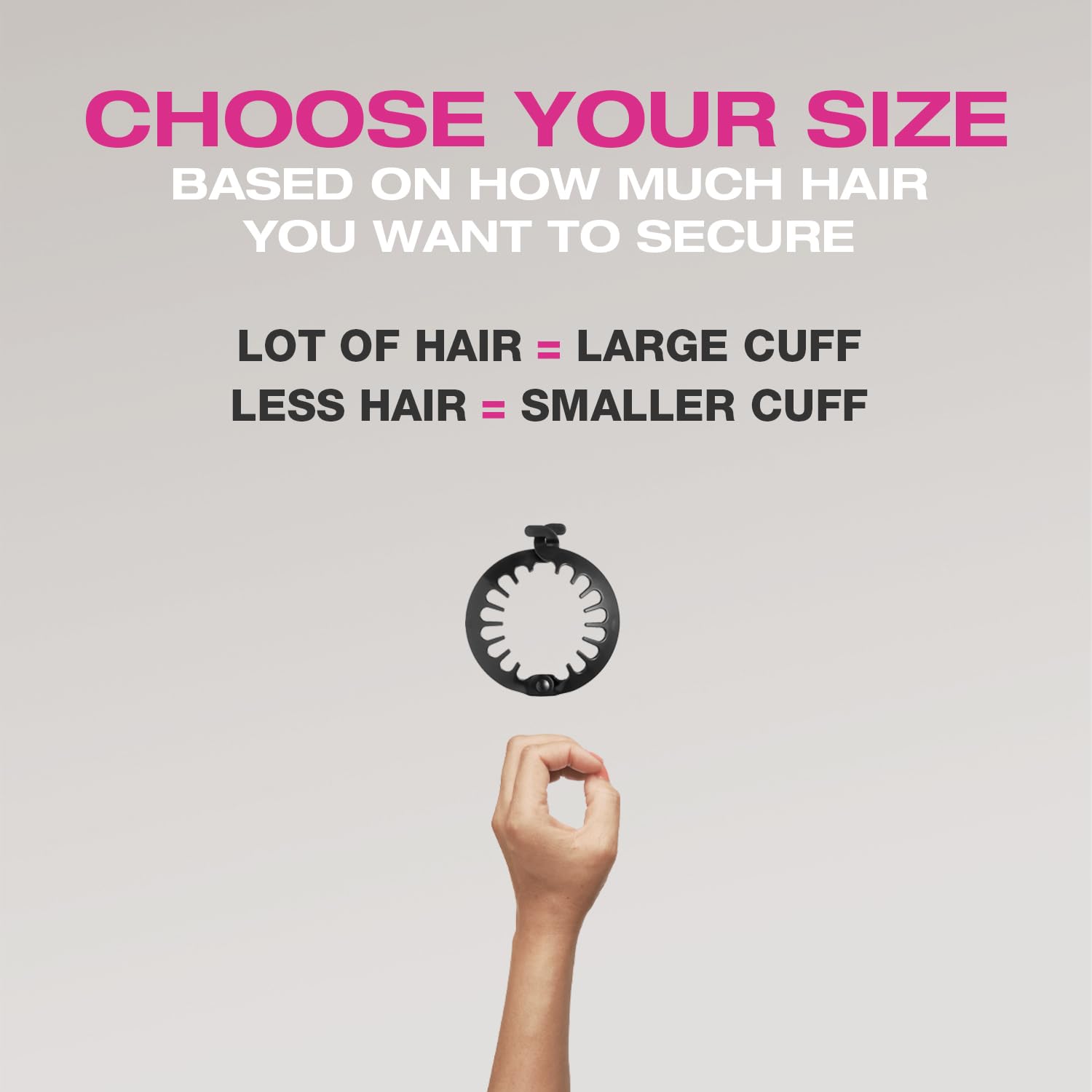 PuffCuff five piece variety pack displaying the original five inch and junior three inch damage free hair clamps.
