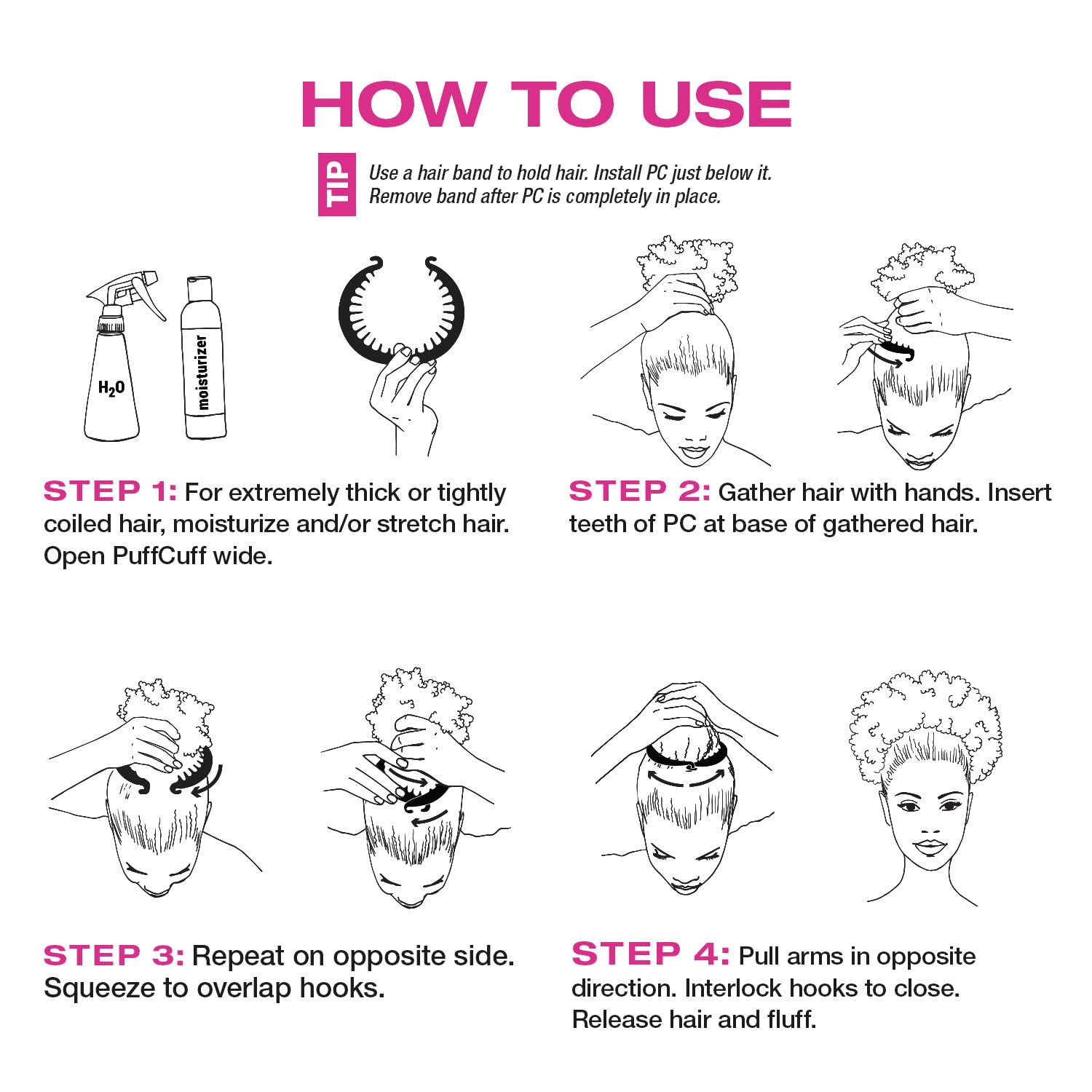 The packaging of PuffCuff Just Try It Curlfriend variety bundle showcasing the durable plastic styling clamps.