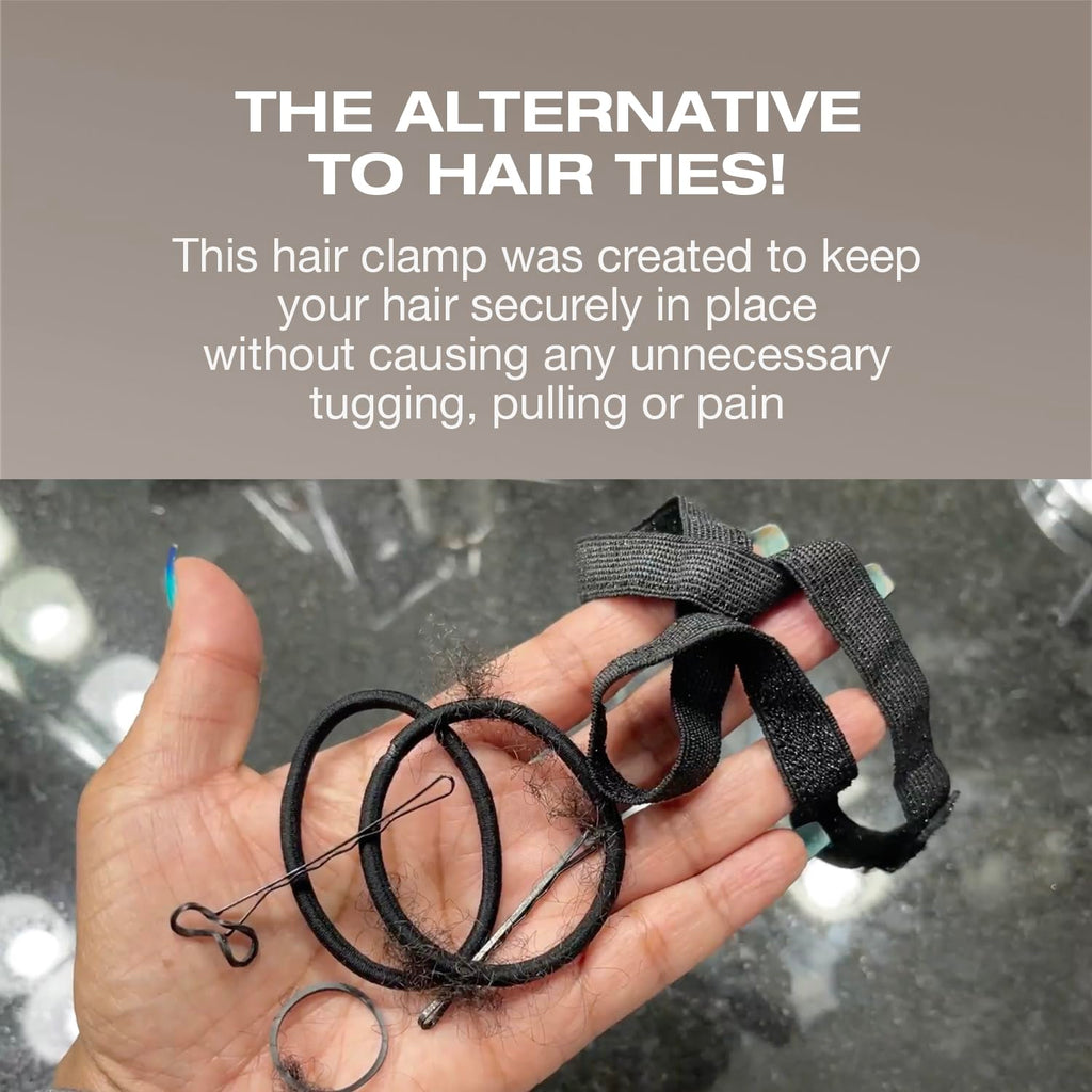 Side view of the lightweight high impact resistant ABS plastic PuffCuff variety pack clamps for painless hairstyling.