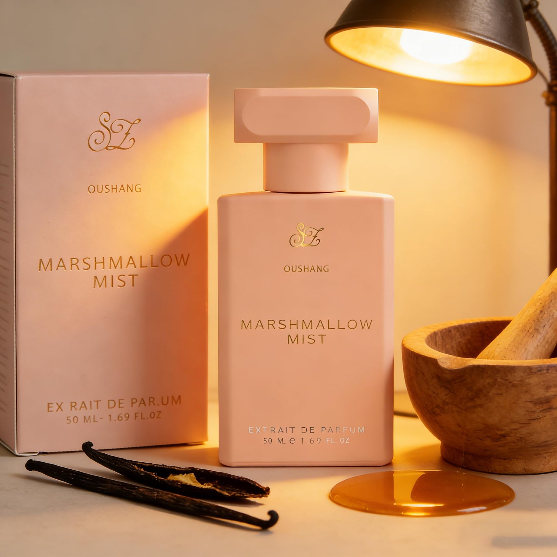OUSHANG premium vanilla and caramel scent profile display