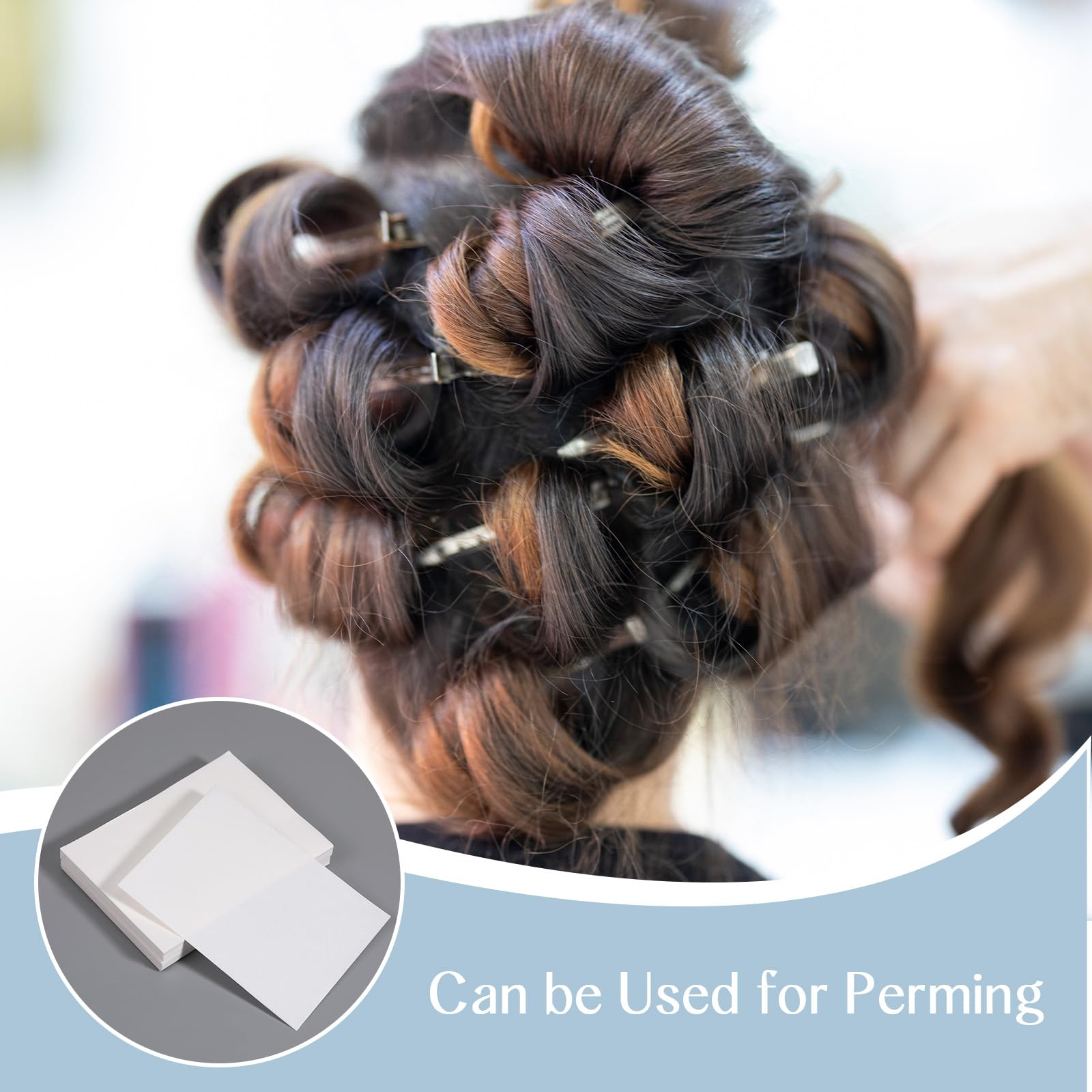 Disposable white end tissues for professional salon hair curling and hot perming protection.