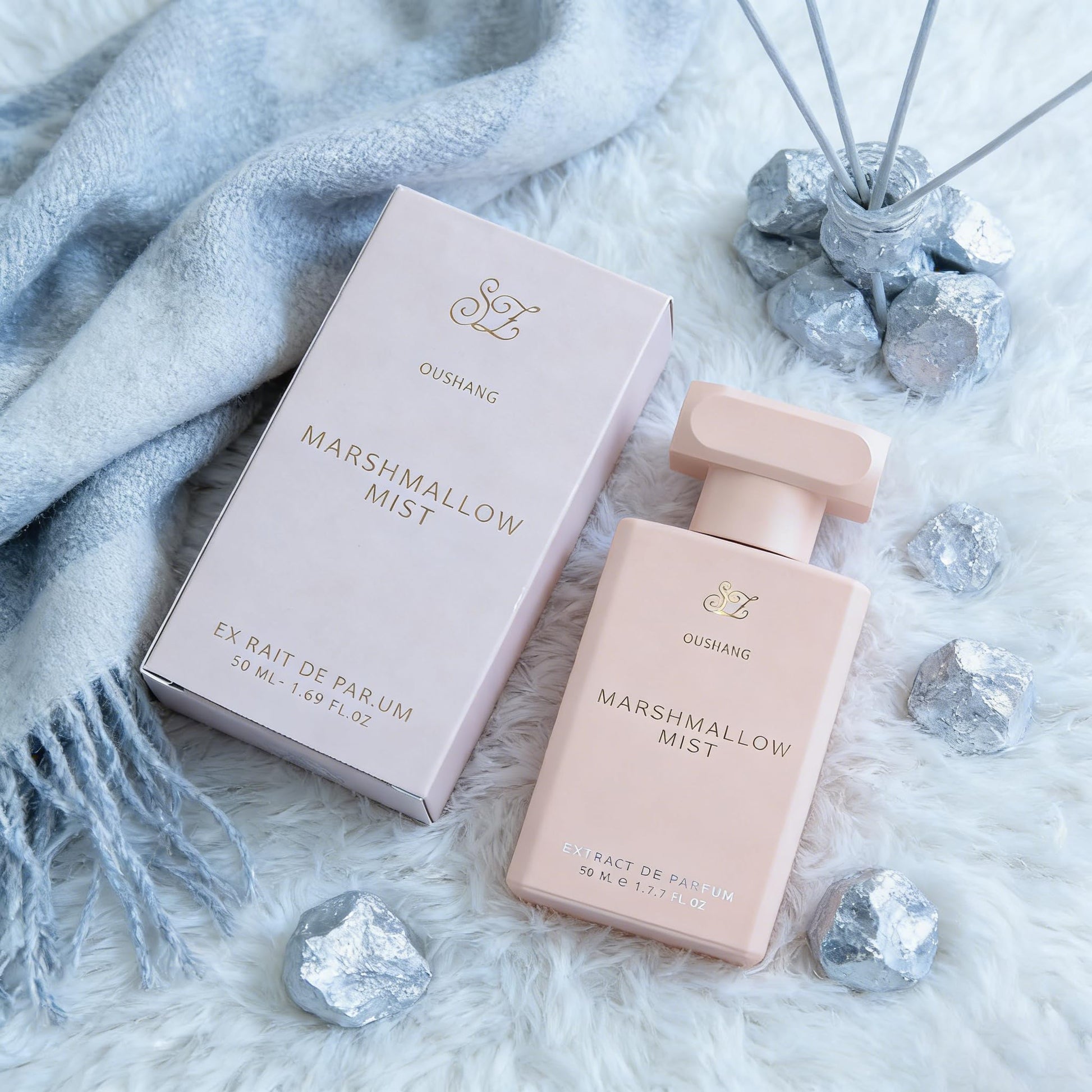 OUSHANG 50 milliliters sweet mist perfume bottle angled view