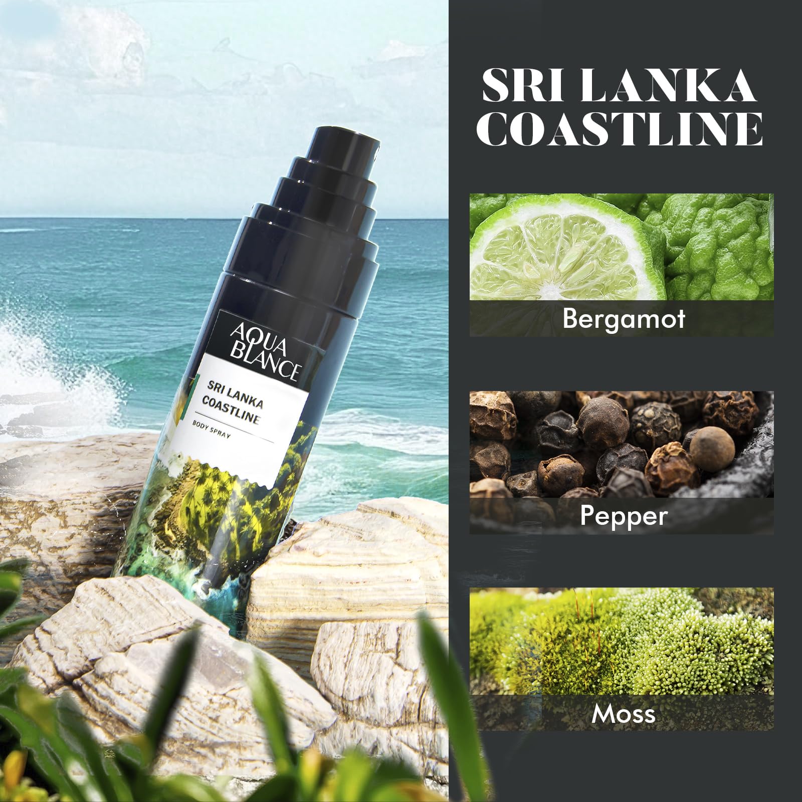 Aqua Blance Midnight Mask deodorizing fragrance mist bottle for men
