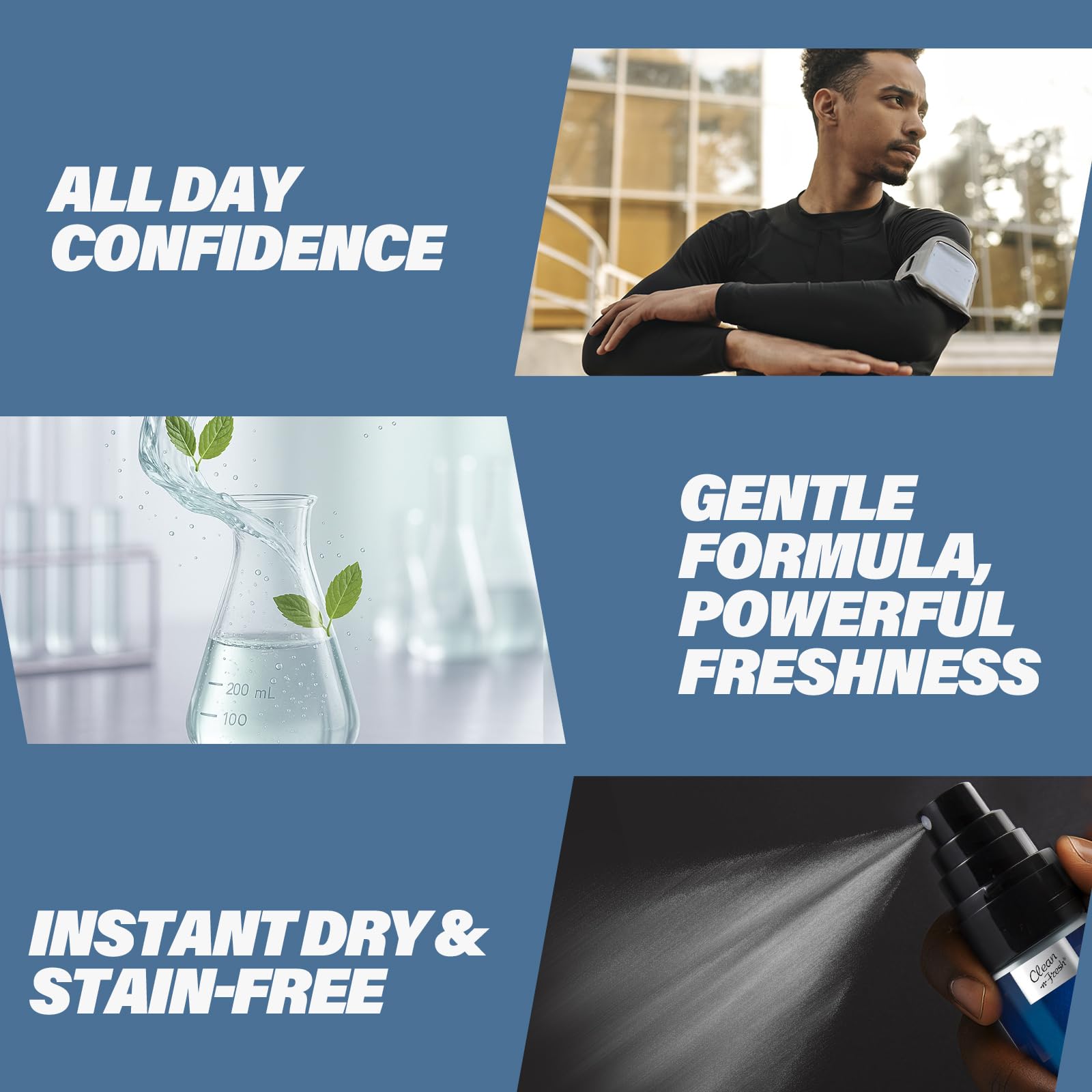 Premium clean fragrance collection for men featuring aromatic notes of lemon and musk.