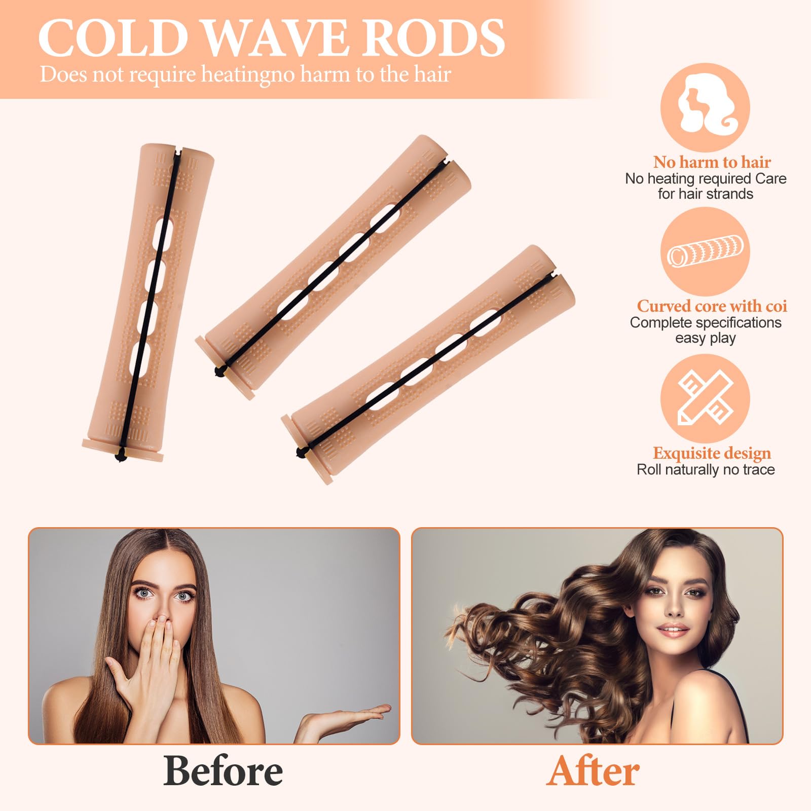 Ten pieces of short curlers for hairdressing and heat free cold wave perms