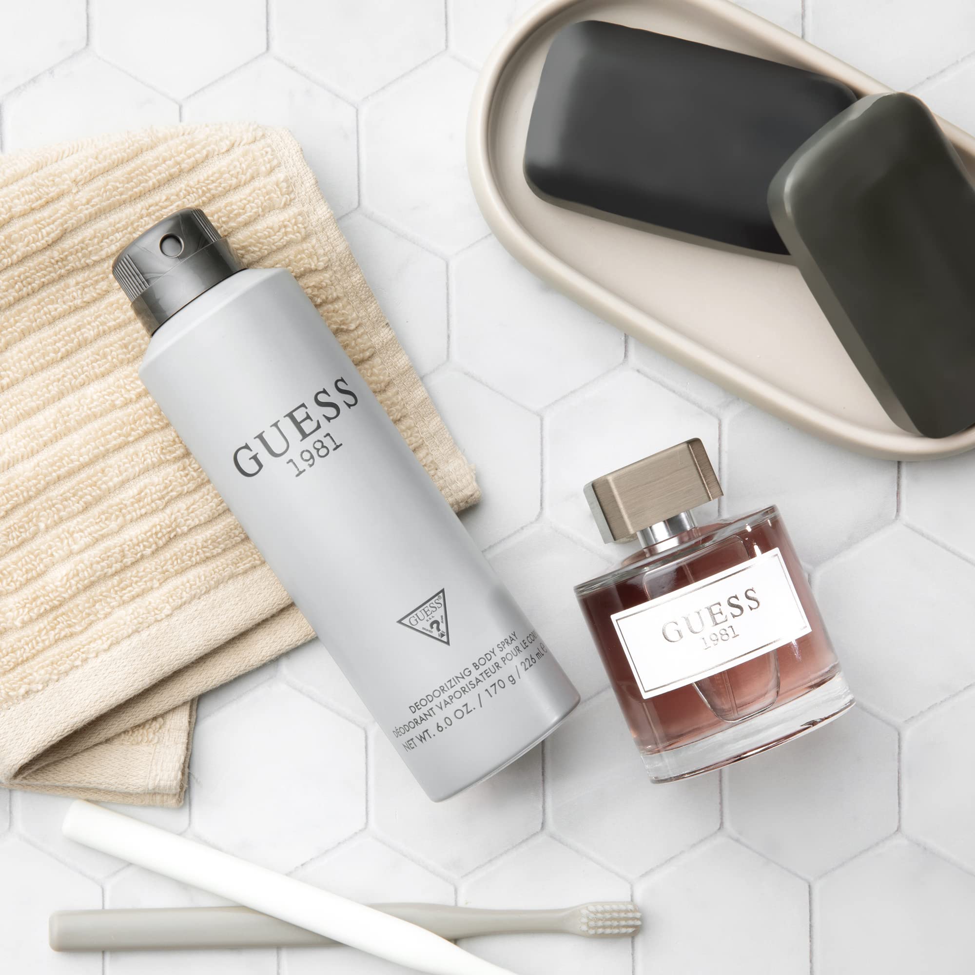 Imported Guess 1981 masculine deodorizing spray for daily body odor protection