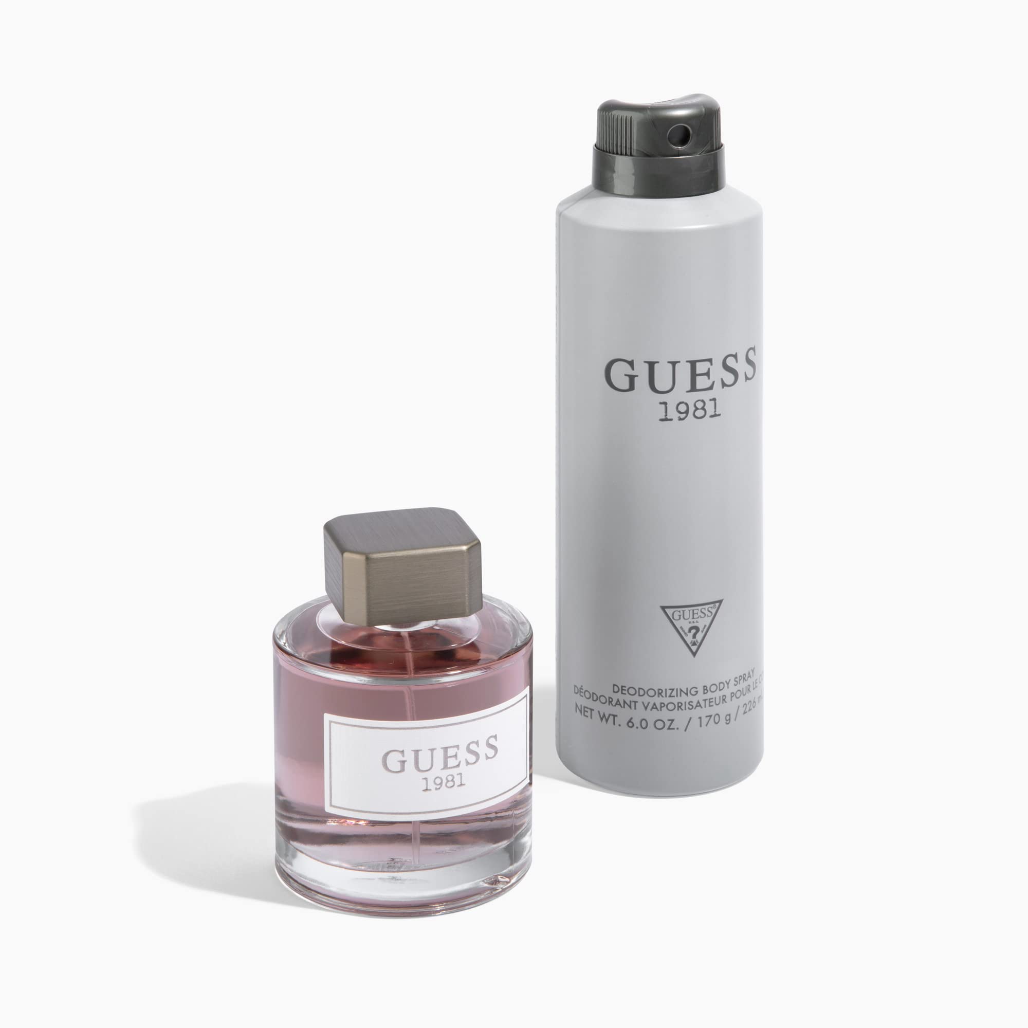 Authentic USA imported Guess 1981 grooming spray showing ingredient listing