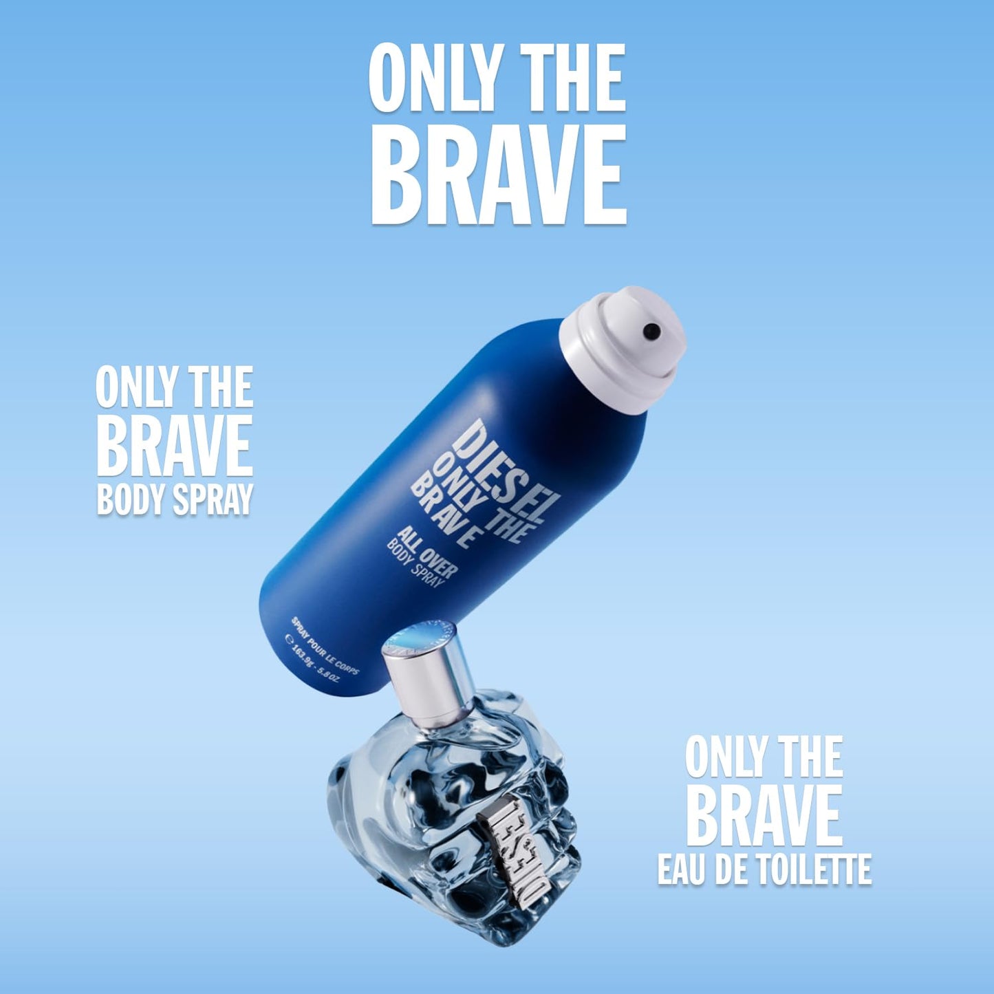 Diesel Only The Brave daily wear deodorizing body spray for men showcased on a clean background