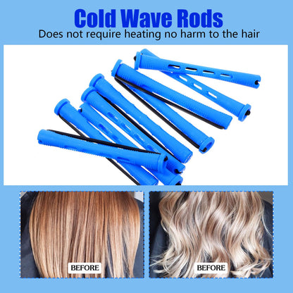 Small size blue plastic perm rods pack with ventilation slots for even product saturation