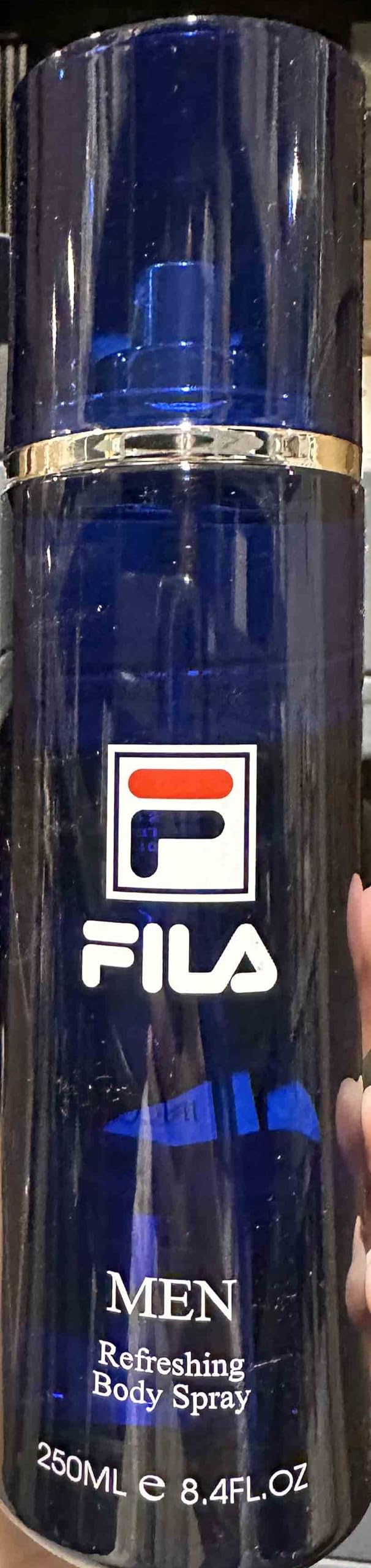 FILA long lasting body mist for men highlighting the sporty fragrance packaging details