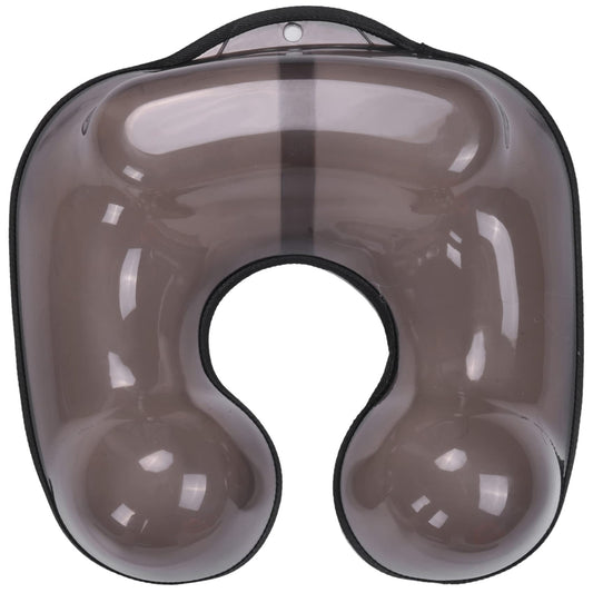 Ergonomic plastic perm container showing the contoured neck cutout