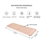 Pink silicone thermal mat wrapped around a flat iron hair straightener for safe travel