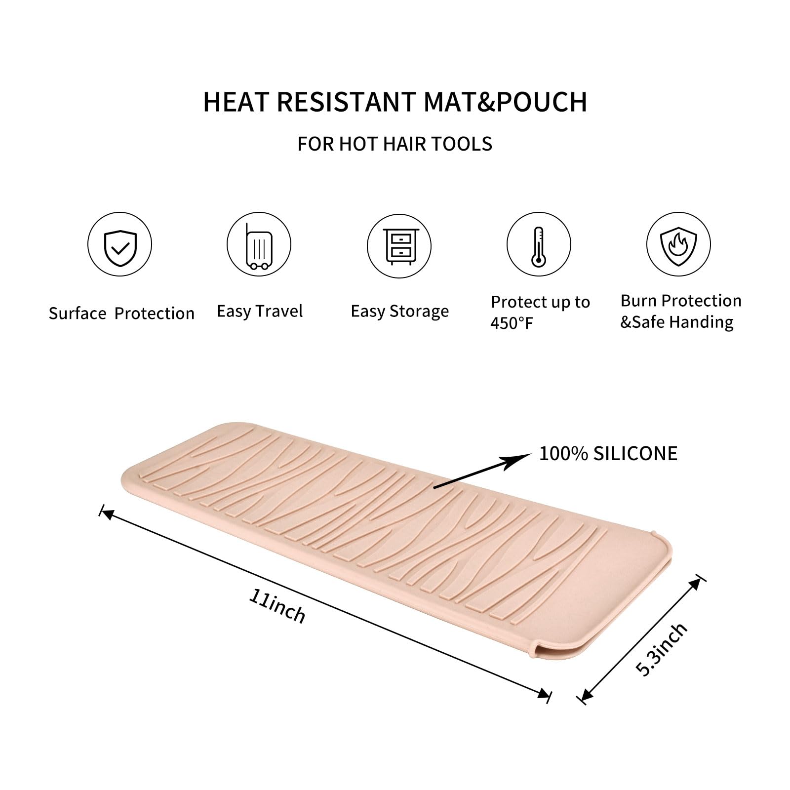 Pink silicone thermal mat wrapped around a flat iron hair straightener for safe travel