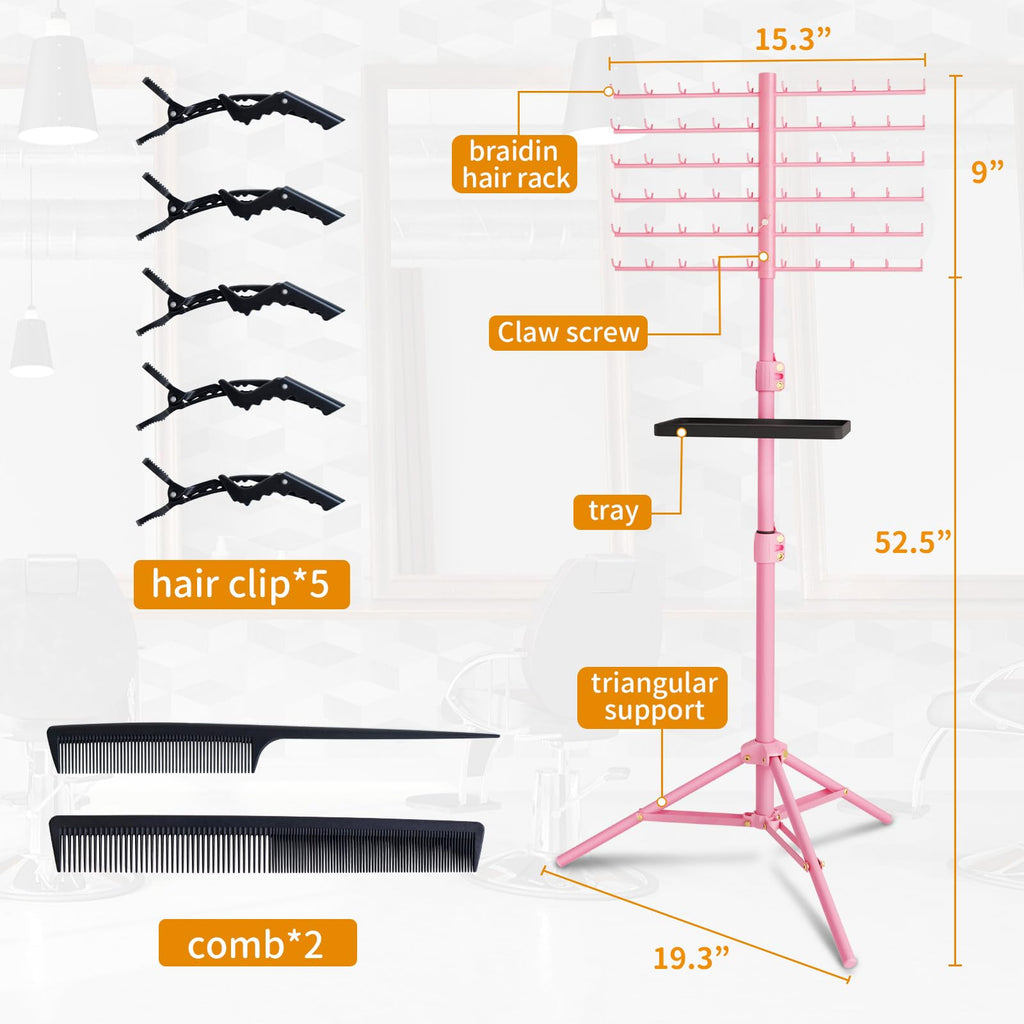 DUHARS hair separator stand adjusted to maximum height for standing braiders