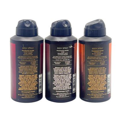Bath and Body Works Mahogany Teakwood body mist displaying the woodsy and lavender design details.