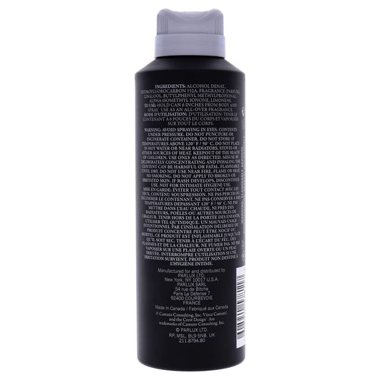 Vince Camuto luxury mens fragrance spray showing the detailed family crest emblem on the packaging