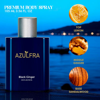 Azulfra men body refreshing spray 3.56 fluid ounces packaging box and bottle