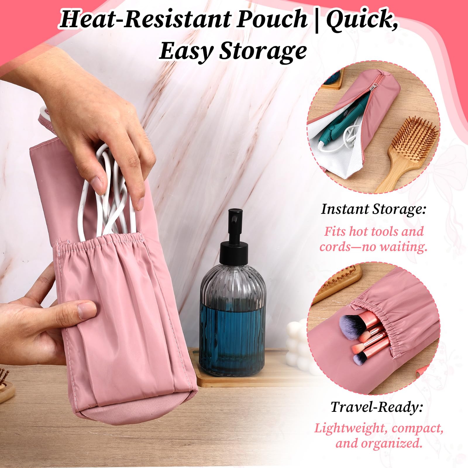 Vctitil hair tools organizer displaying the robust zipper closure and external storage pocket.