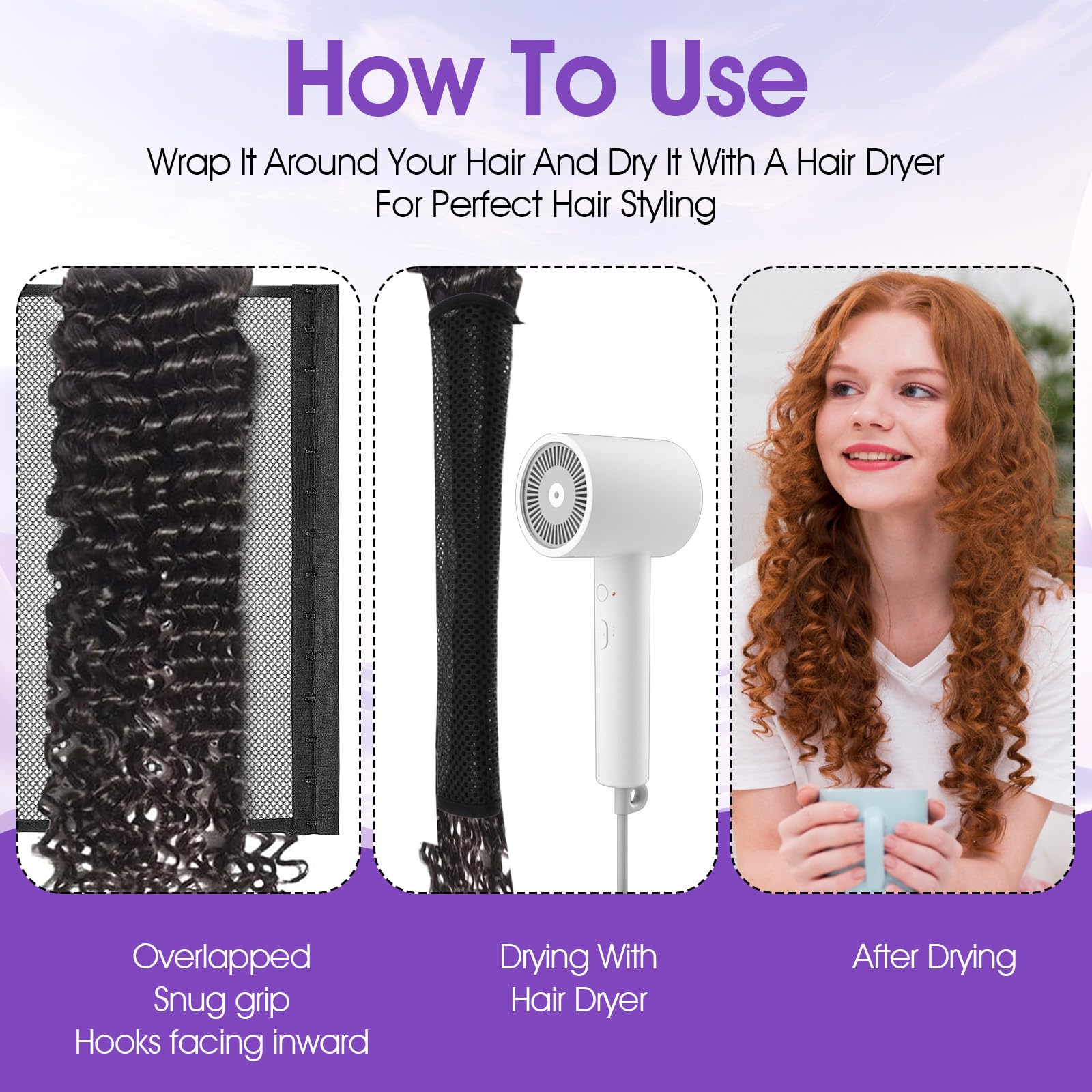 Four pieces of black polyester mesh hair nets laid out to display the full styling set.