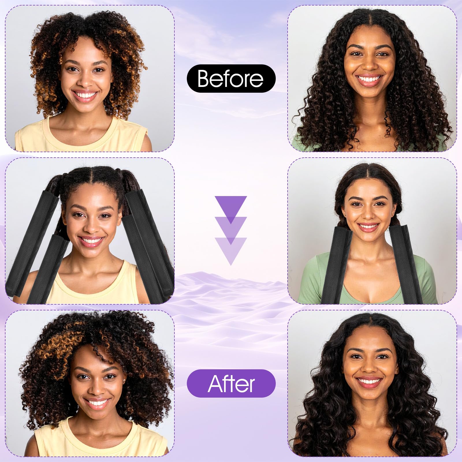 Demonstration of the breathable mesh texture designed for heat free curly hair drying.