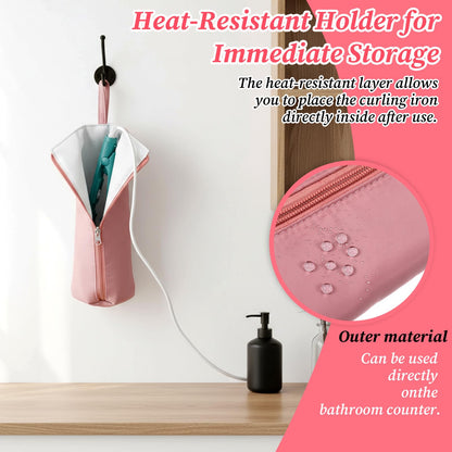 Vctitil pink hair tool storage bag showcasing the durable stitching and premium zipper pull.