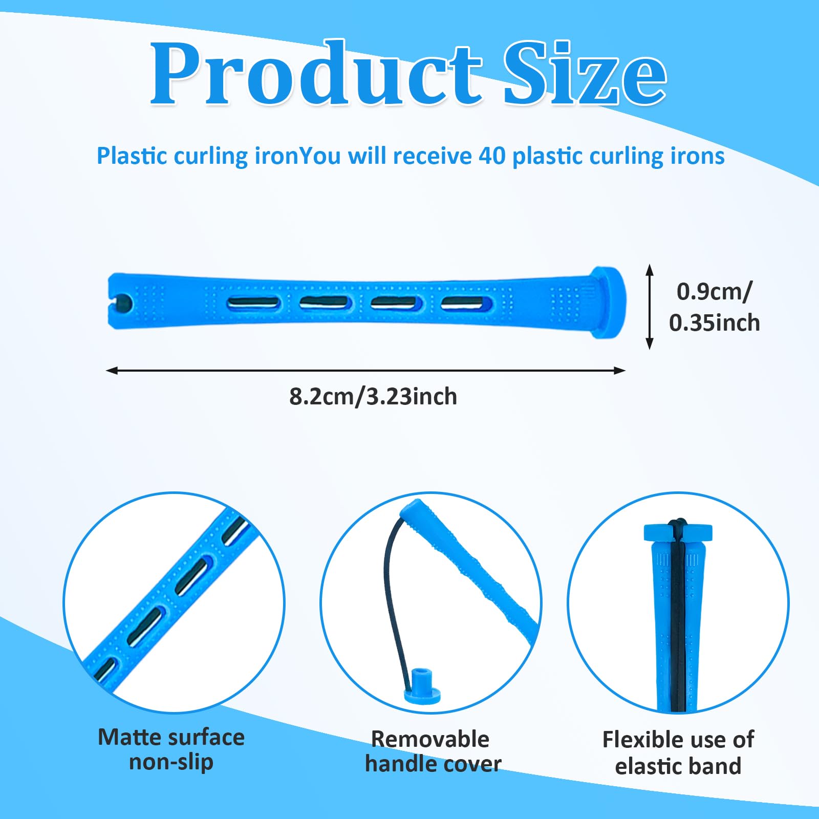 Forty pieces small cold wave rods set arranged neatly for hair styling.
