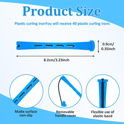Forty pieces small cold wave rods set arranged neatly for hair styling.