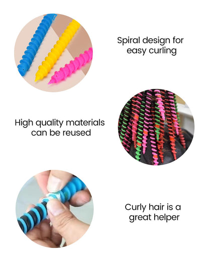 A collection of twenty heatless hair ties and spiral perm sticks arranged together for natural wave creation.