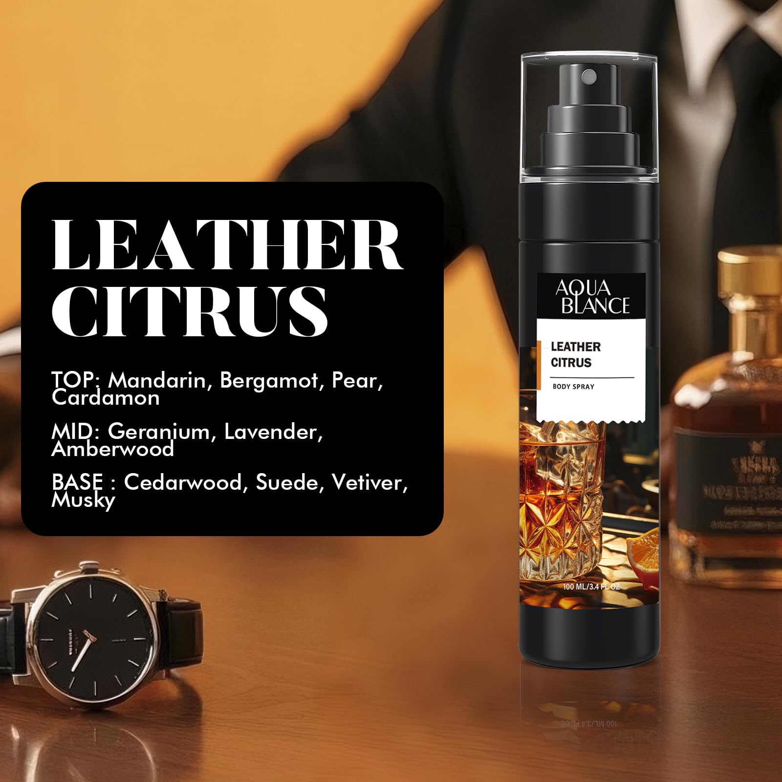Aqua Blance Sailor's Essence long lasting fragrance mist showing the clean ocean inspired bottle design.