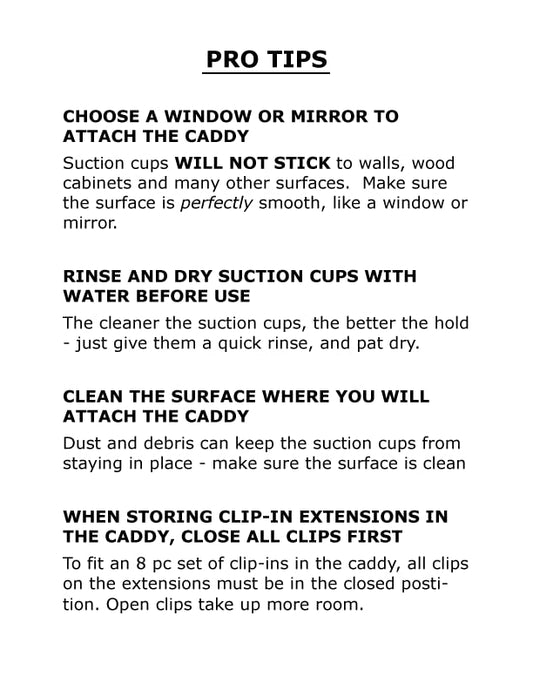 Hair Works ULTRA 13 inch extension caddy holding wide wefts