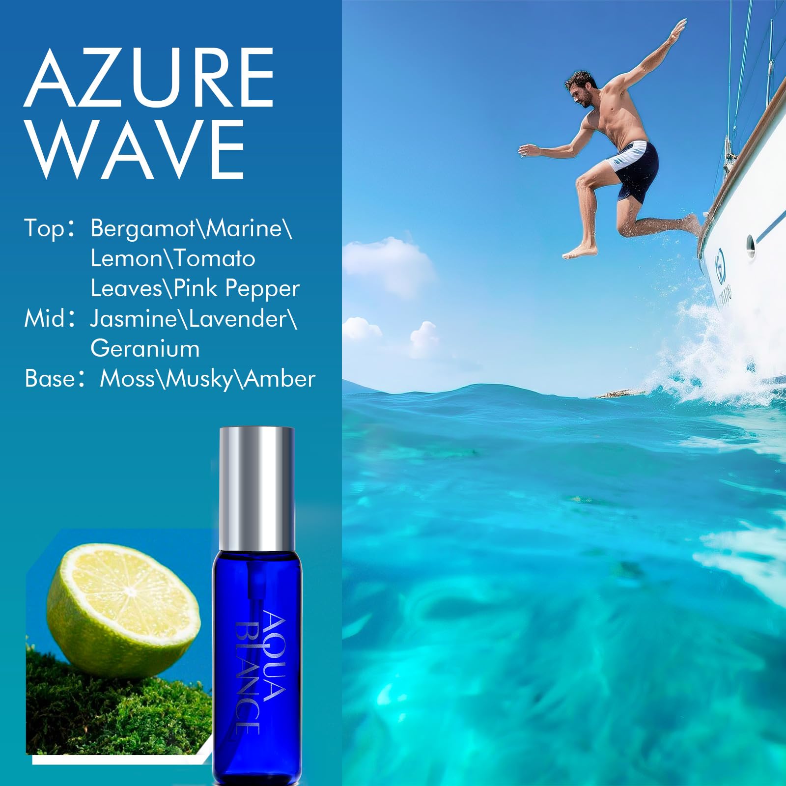 AQUA BLANCE travel size fragrance mist collection highlighting Incense Grove variant.