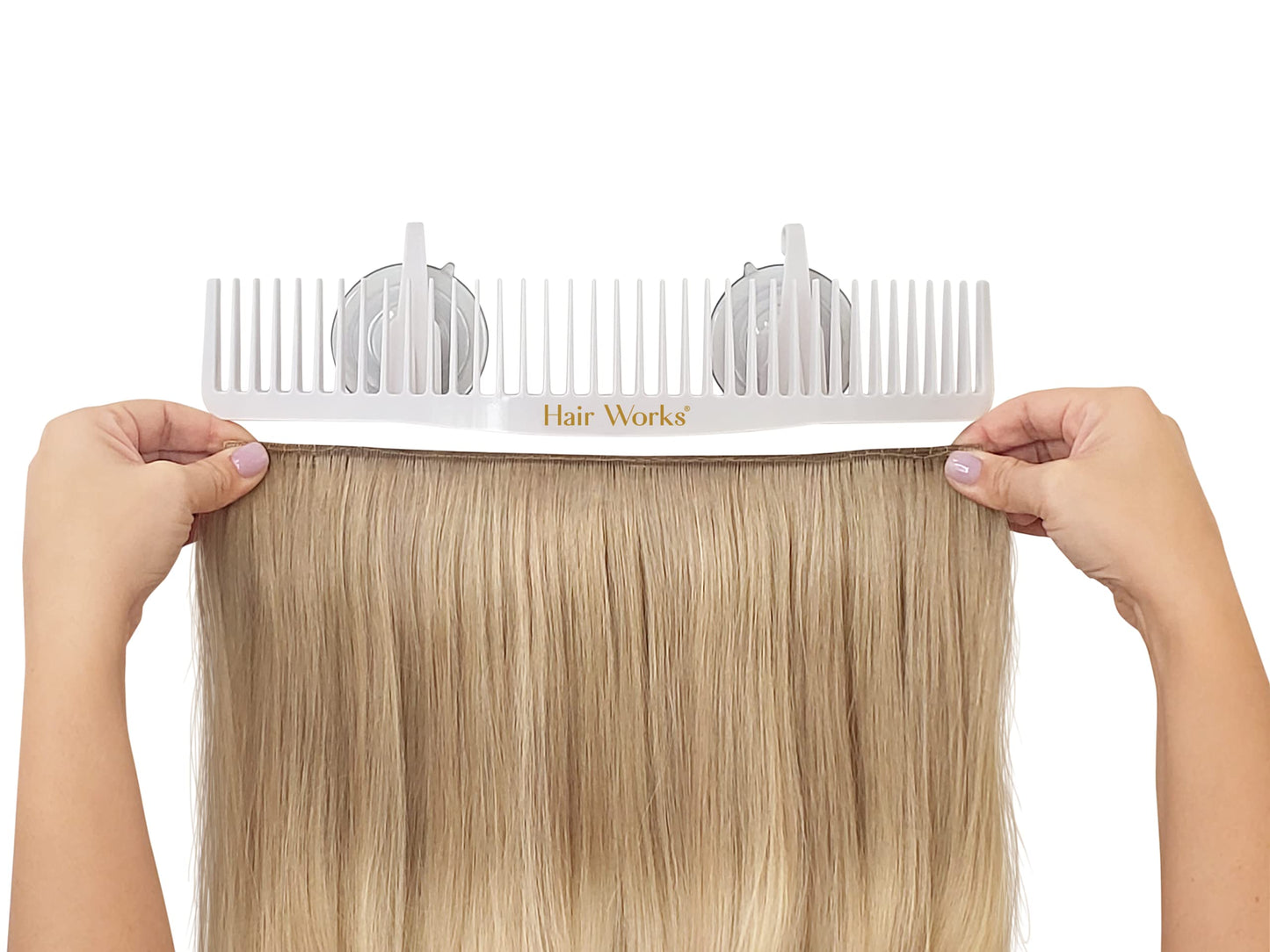 Hands free styling and blow drying with Hair Works extension holder