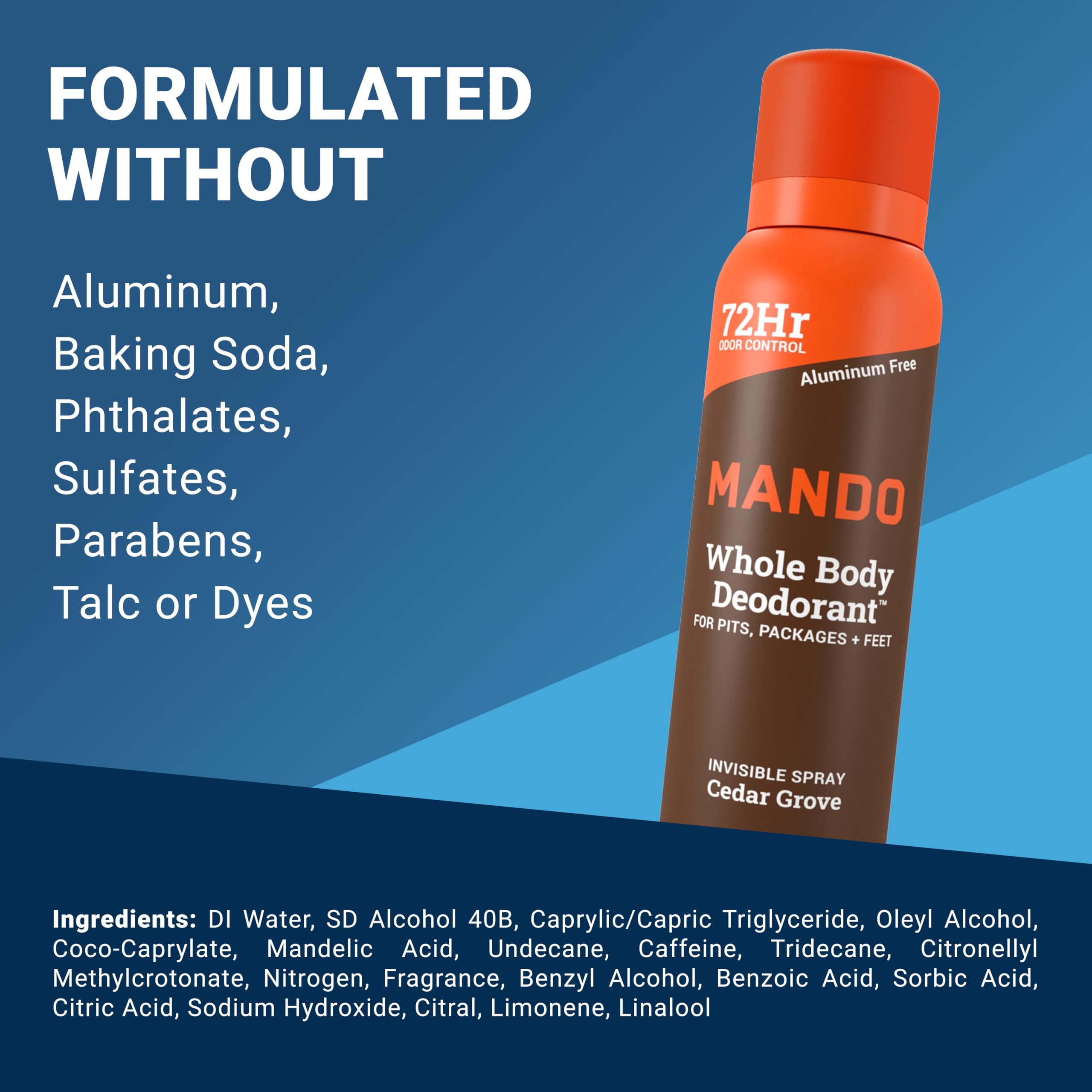 Two cans of Mando Cedar Grove men body spray displayed on a clean background