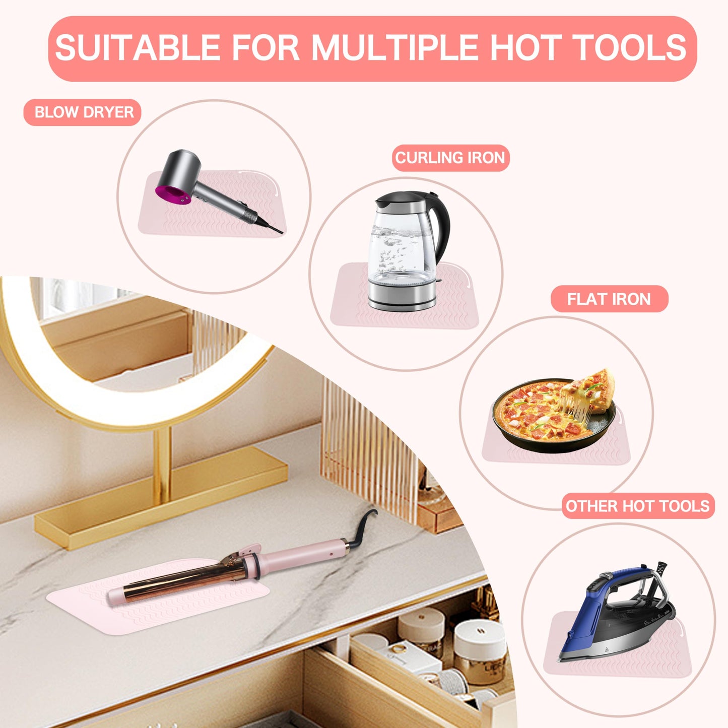 Anti slip hair straightener holder mat in gray color option