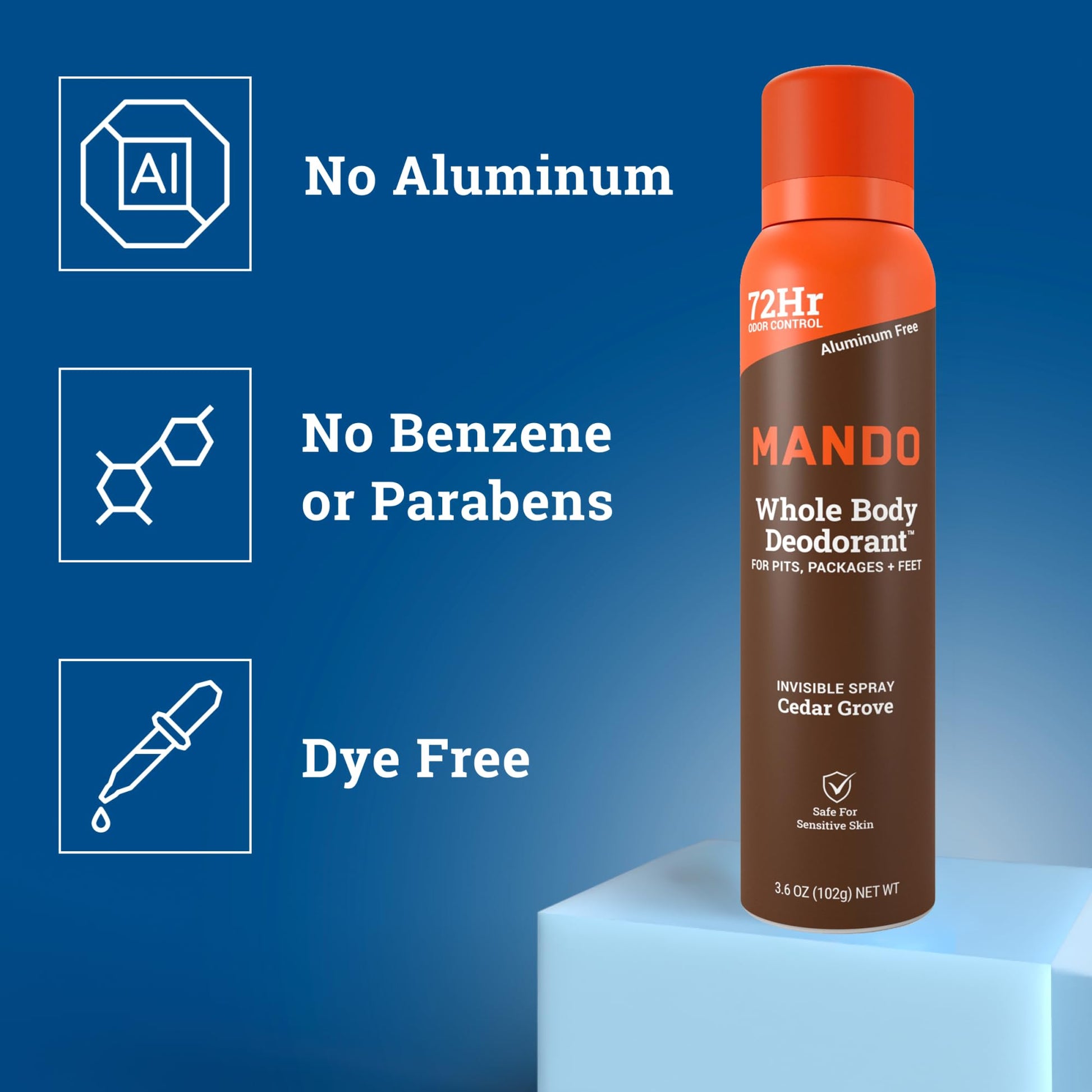 Side profile of Mando 3.6 ounce twin pack packaging highlighting authentic ingredient information