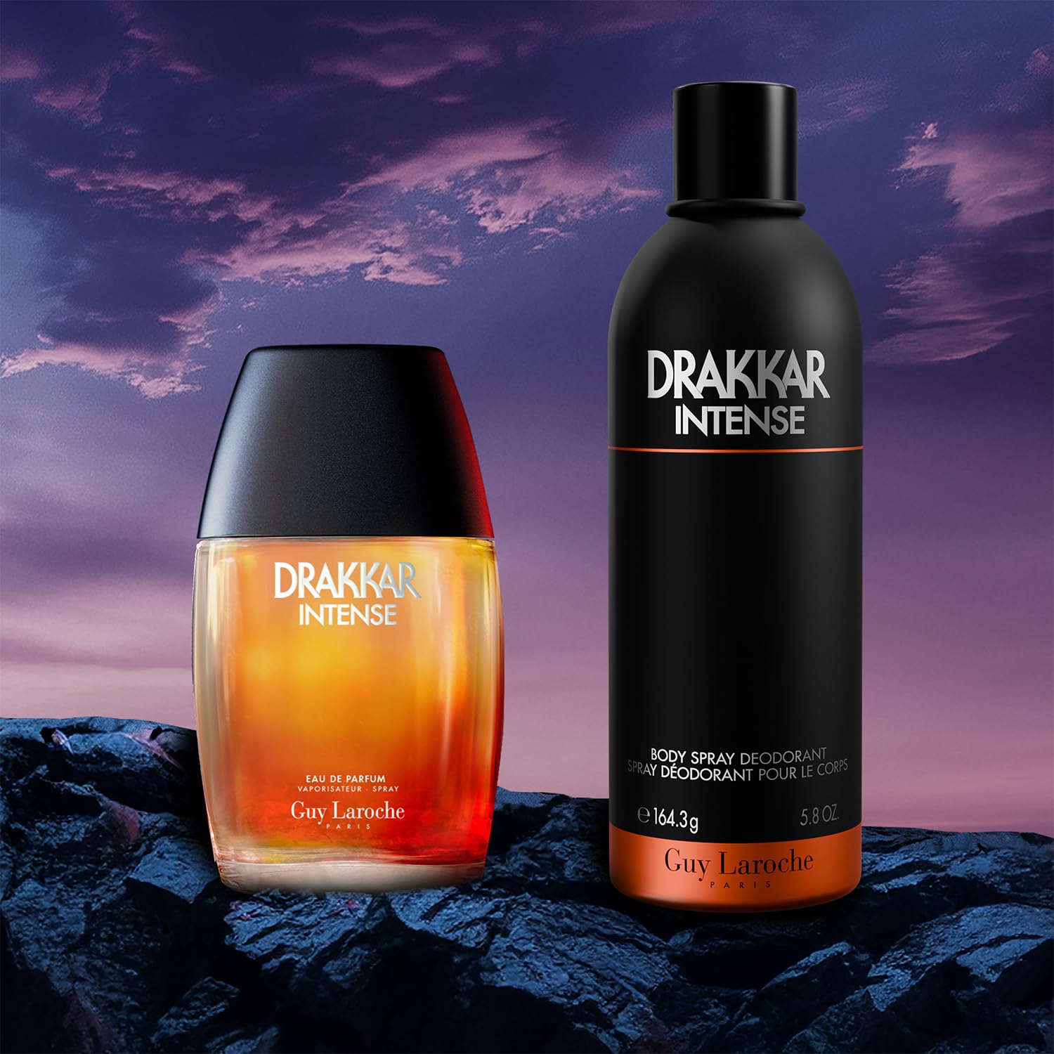 Guy Laroche Drakkar Intense seductive and irresistible body spray back panel ingredients list