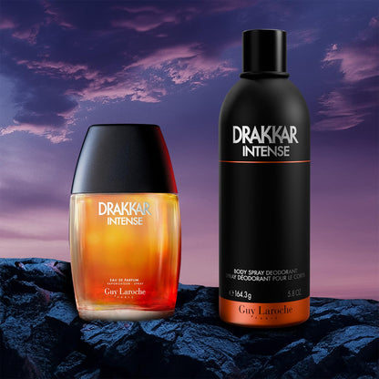 Guy Laroche Drakkar Intense seductive and irresistible body spray back panel ingredients list