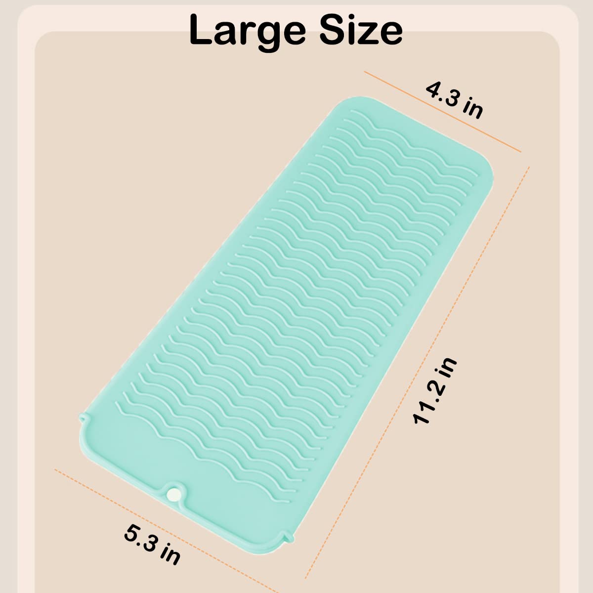 UORNERI green heat protective station pad showing the eleven by five inches dimensions