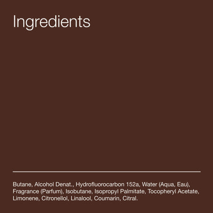 Back label view of the Bath and Body Works Teakwood deodorizing spray with usage directions.
