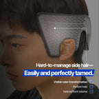 Black mens hair straightener tool showing temperature reactive color changing material.