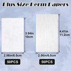 White disposable hair end wrap papers laid out showing texture and thickness