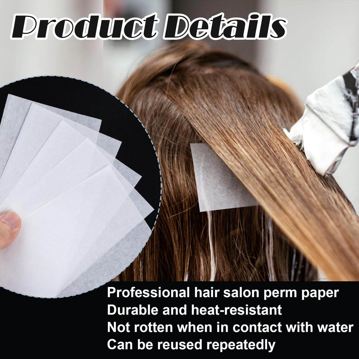 High temperature resistant perm roller paper protecting hair ends on a styling rod