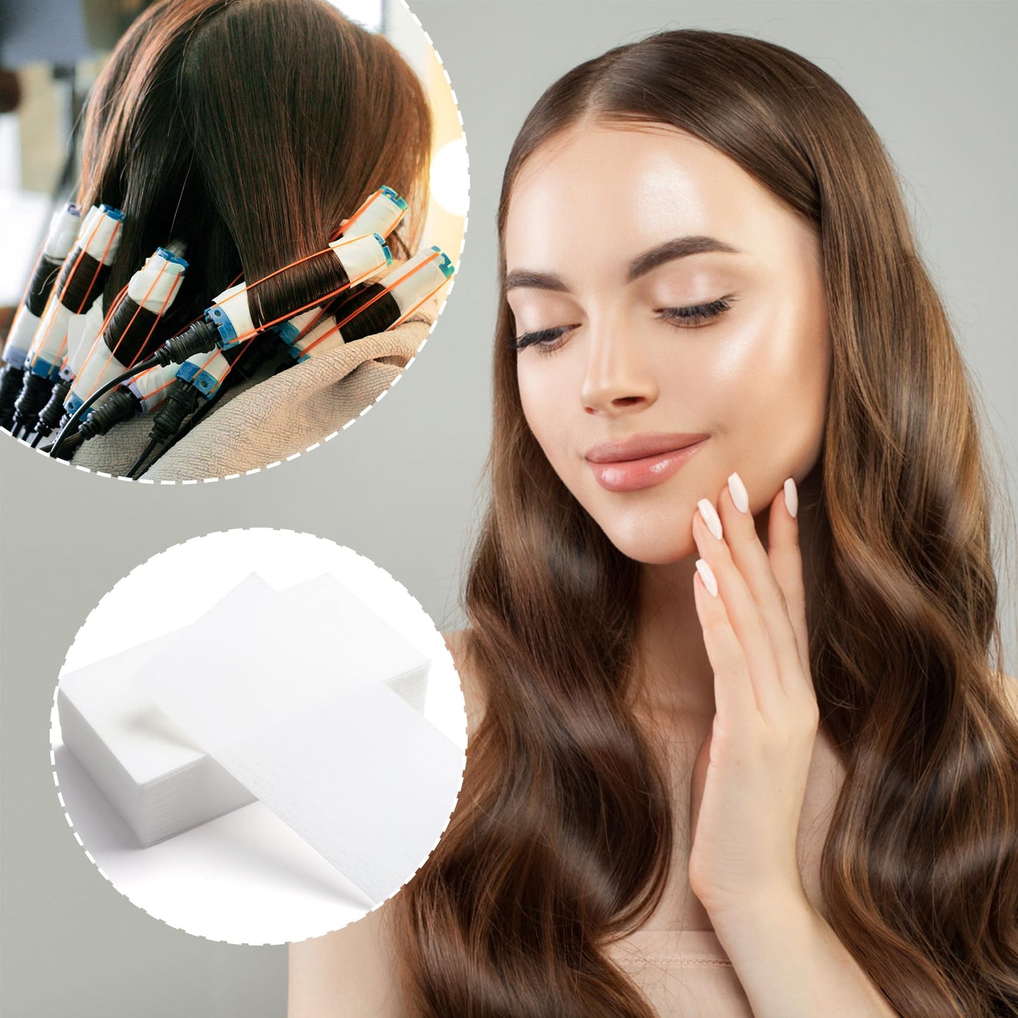 Hairstyling curling tool accessories set featuring disposable hair perming tissues