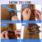 Bremorou heatless hair styling kit featuring blue rods and steel rat tail comb