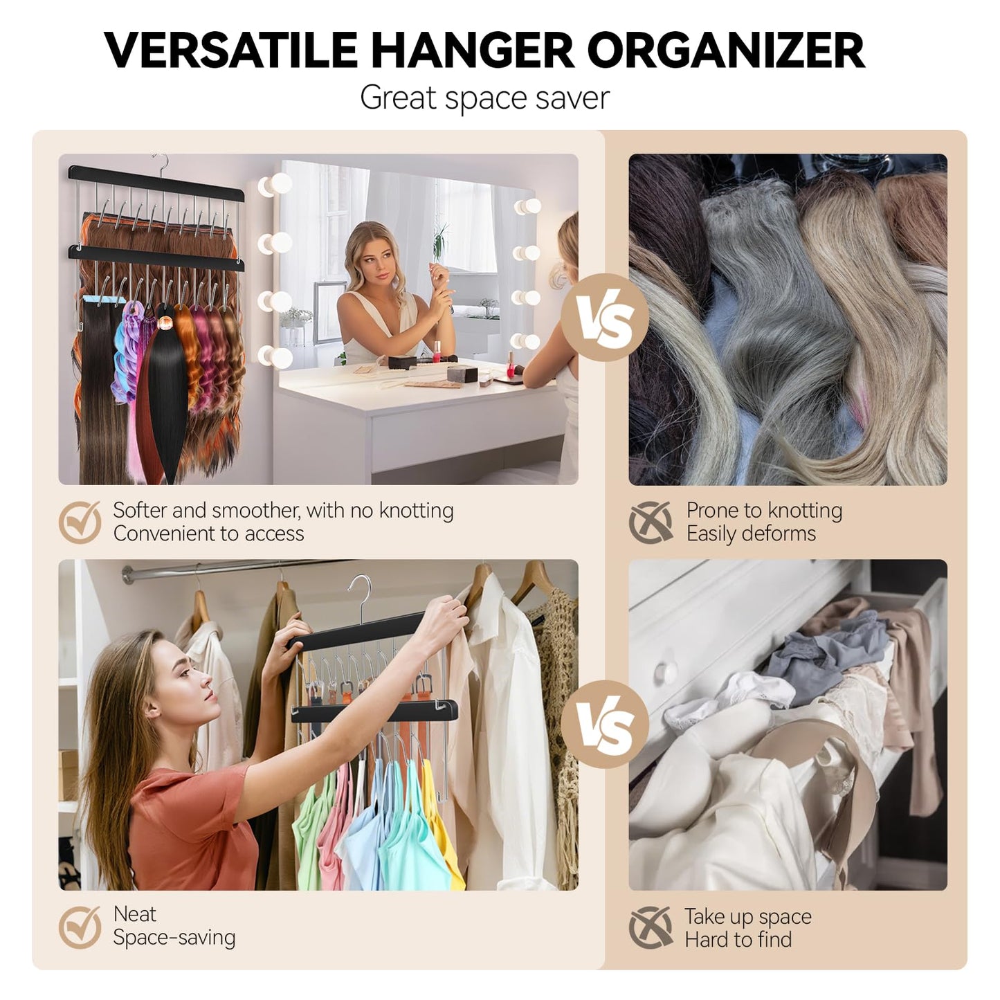 AIHOPESTO modular hair accessory stand rotating 360 degrees on a vanity