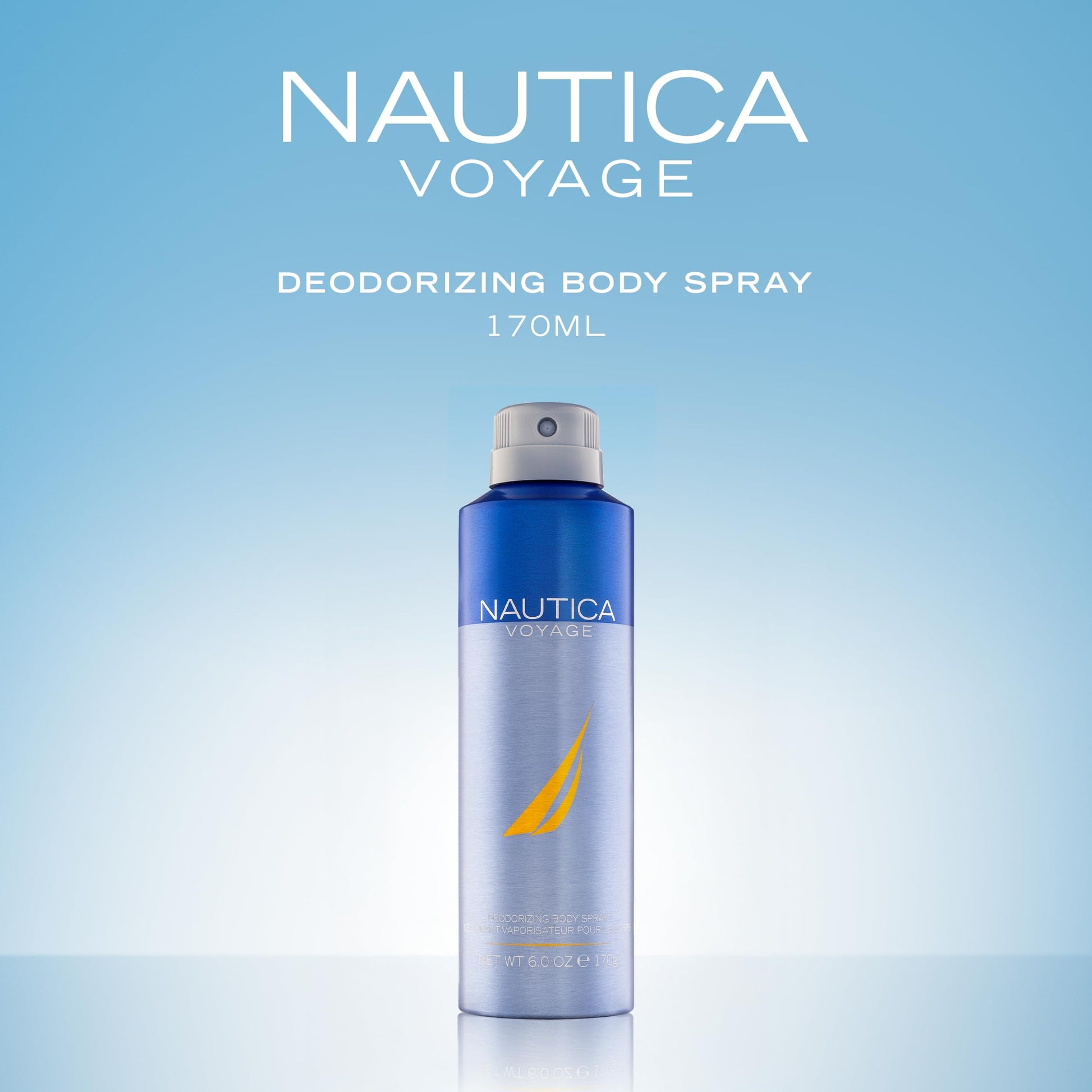 Nautica Voyage daily fragrance aerosol canister design details