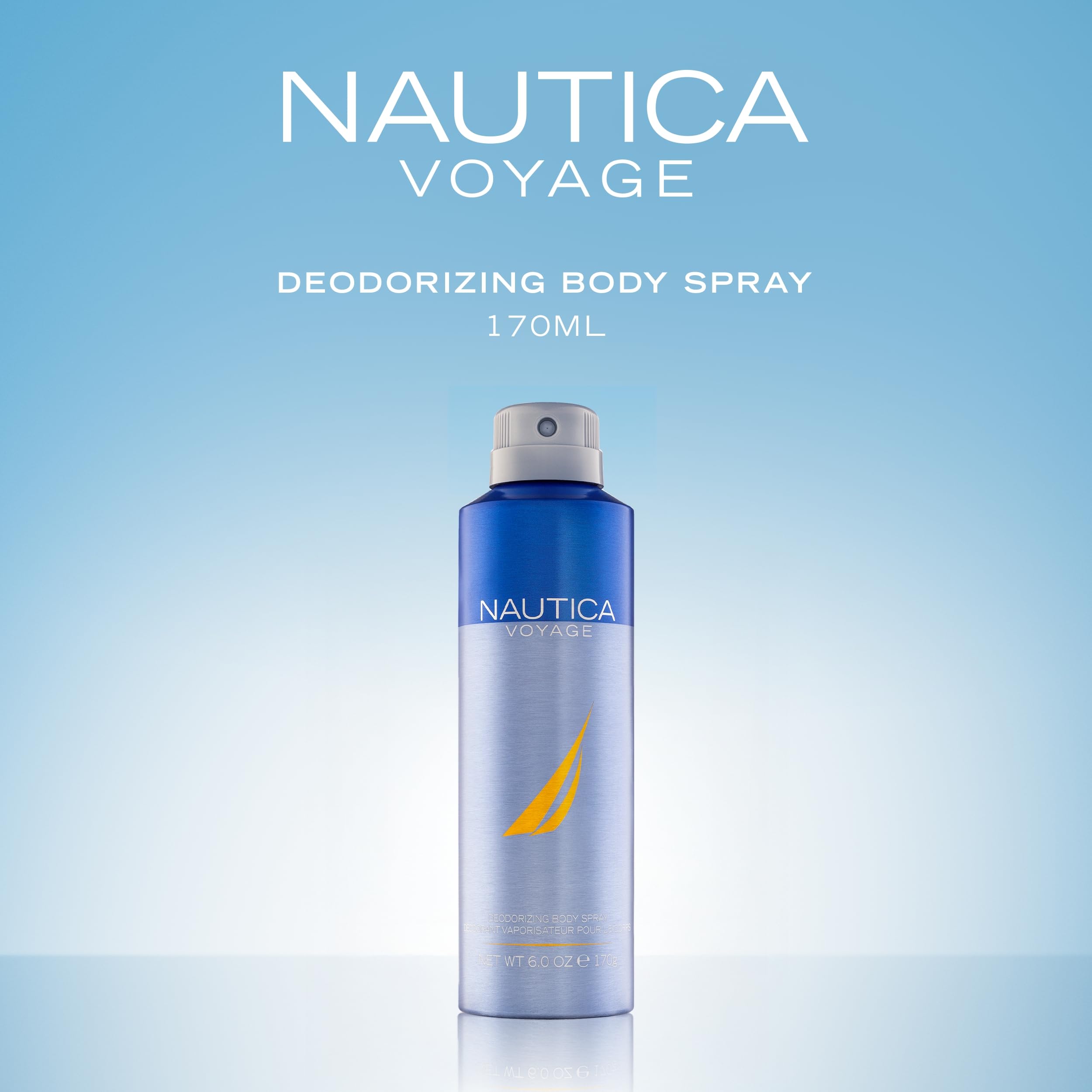 Nautica Voyage daily fragrance aerosol canister design details