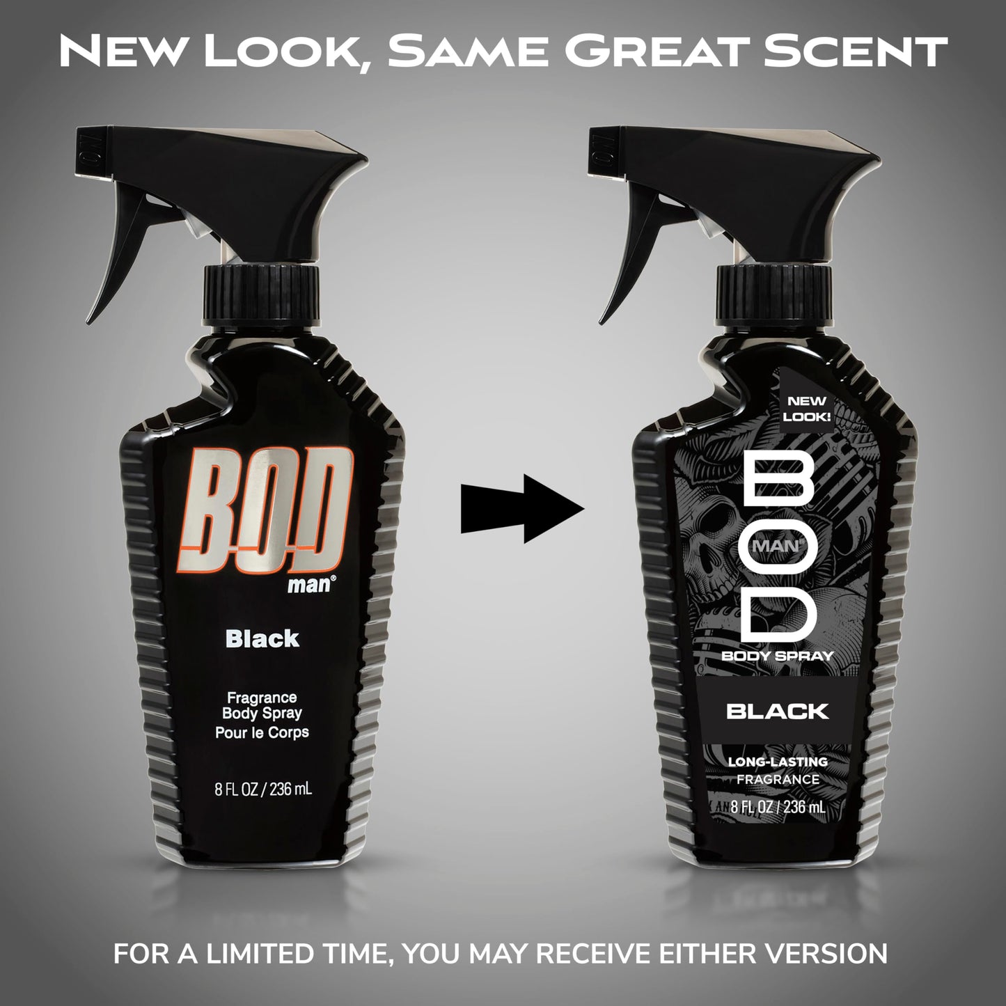 Authentic USA imported BOD Man Black masculine body spray twin pack